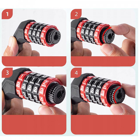 
Dviračio spyna su 5 skaitmenų kodine spyna ir 1,8 m virve – juoda
