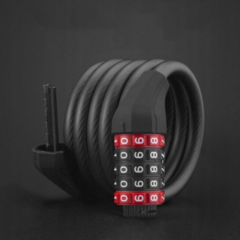 
Dviračio spyna su 5 skaitmenų kodine spyna ir 1,8 m virve – juoda
