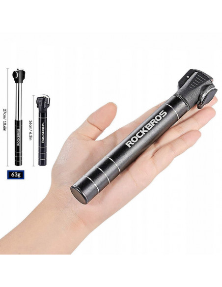 
Mažas dviračio siurblys, 7 barų, aliumininis, 17 cm ilgio - juodas
