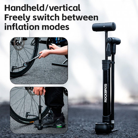 
Rankinis dviračio siurblys su 8 barų slėgio matuokliu - juodas
