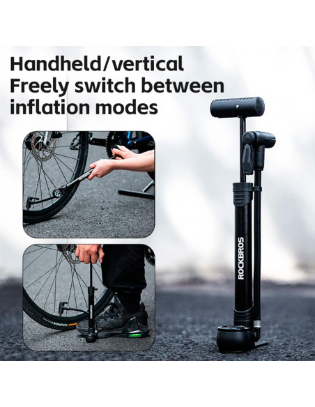 
Rankinis dviračio siurblys su 8 barų slėgio matuokliu - juodas
