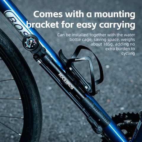 
Rankinis dviračio siurblys su 8 barų slėgio matuokliu - juodas
