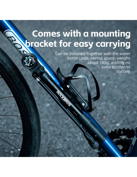 
Rankinis dviračio siurblys su 8 barų slėgio matuokliu - juodas
