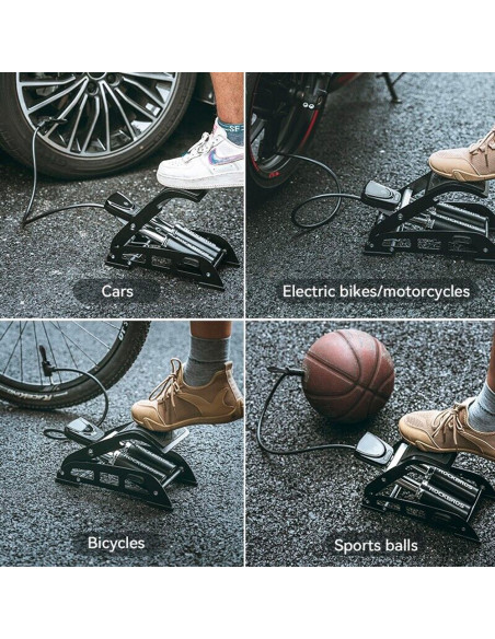 
Kojinis dviračio, automobilio, variklio, kamuolio pompa su 11 juostų ekranu - juoda
