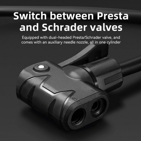 
Kojinis dviračio, automobilio, variklio, kamuolio pompa su 11 juostų ekranu - juoda
