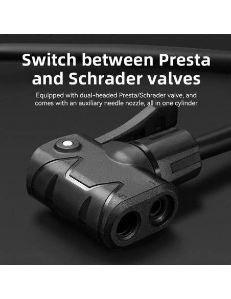 
Kojinis dviračio, automobilio, variklio, kamuolio pompa su 11 juostų ekranu - juoda
