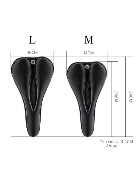 
Gelio dviračio sėdynės užvalkalas su atminties putomis, M dydis - juodas
