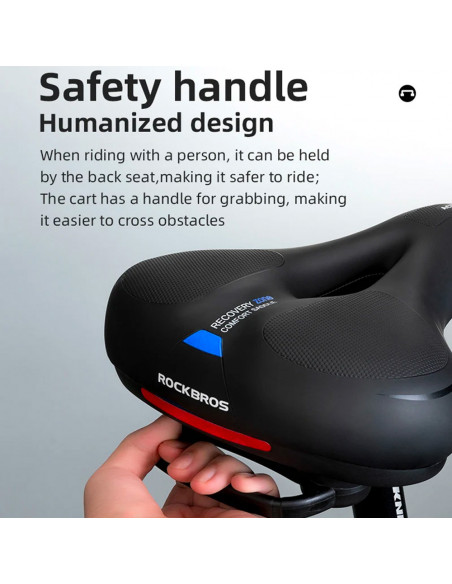 
PU putplasčio dviračio sėdynė su atšvaitu - juoda ir mėlyna
