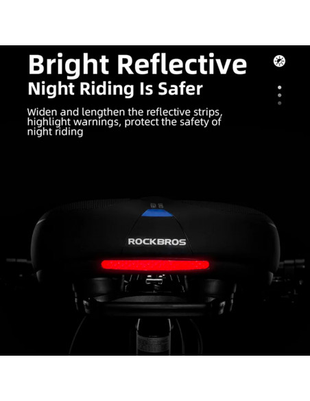 
PU putplasčio dviračio sėdynė su atšvaitu - juoda ir mėlyna
