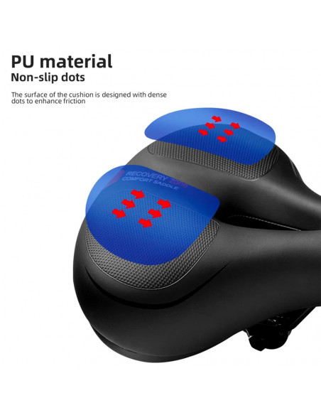 
PU putplasčio dviračio sėdynė su atšvaitu - juoda ir mėlyna
