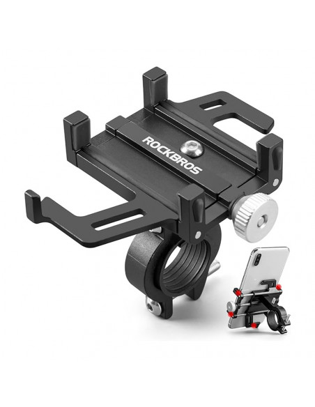 
Aliuminio lydinio dviračio telefono laikiklis ant vairo - juodas
