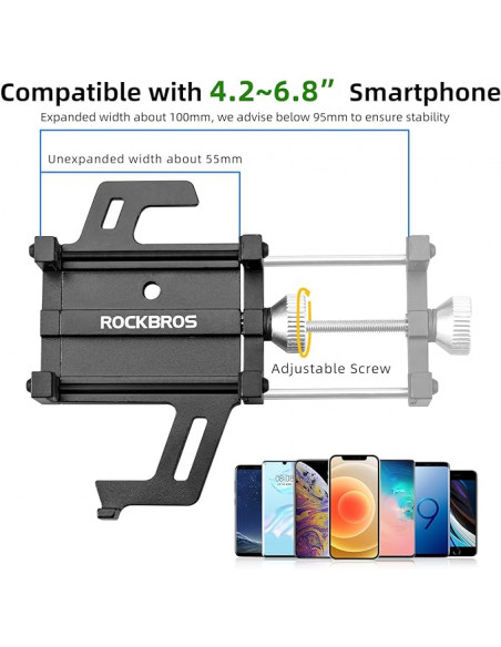 
Aliuminio lydinio dviračio telefono laikiklis ant vairo - juodas

