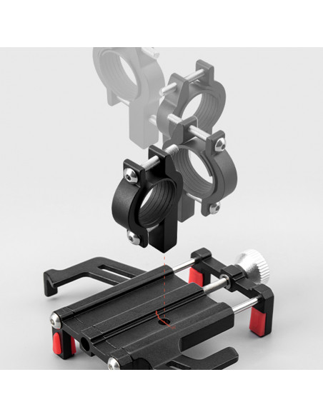 
Aliuminio lydinio dviračio telefono laikiklis ant vairo - juodas
