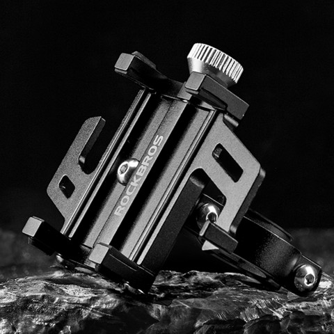 
Aliuminio lydinio dviračio telefono laikiklis ant vairo - juodas
