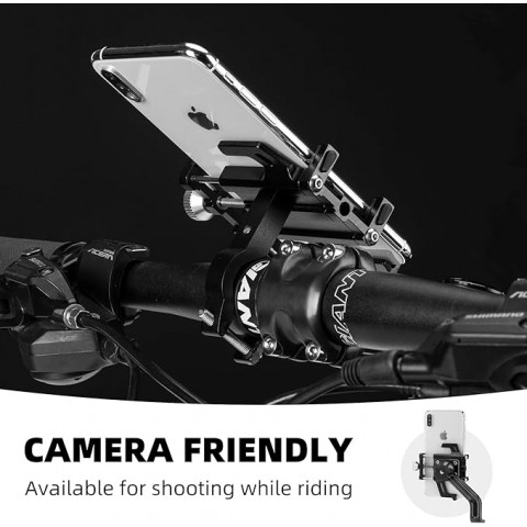 
Aliuminio lydinio dviračio telefono laikiklis ant vairo - juodas
