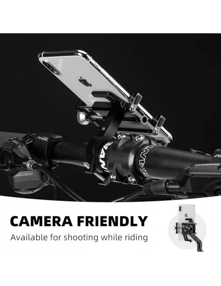 
Aliuminio lydinio dviračio telefono laikiklis ant vairo - juodas
