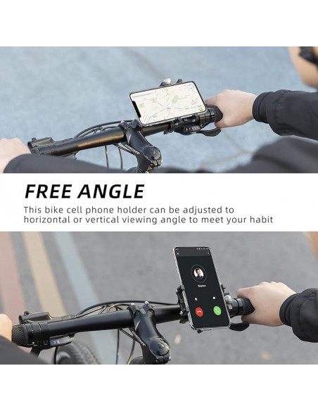 
Aliuminio lydinio dviračio telefono laikiklis ant vairo - juodas
