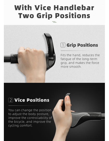 
Dviračio vairo rankenų rinkinys su neslystančiais kampais - juodos spalvos
