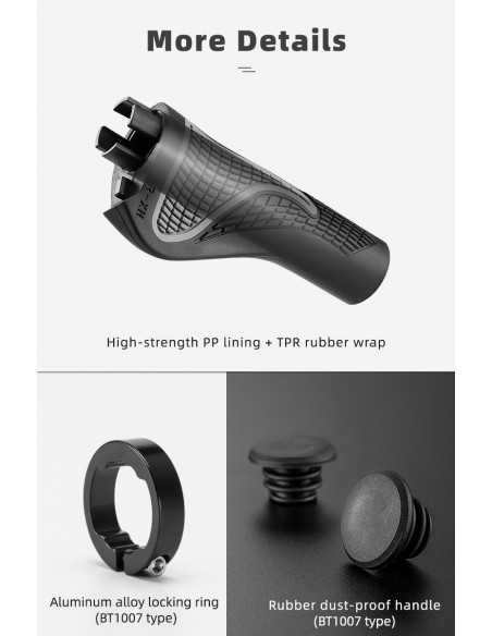 
Dviračio vairo rankenų rinkinys su neslystančiais kampais - juodos spalvos
