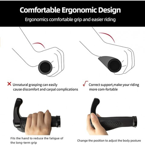 
Dviračio vairo rankenų rinkinys su neslystančiais kampais - juodos spalvos
