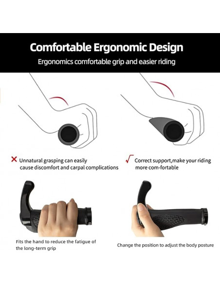 
Dviračio vairo rankenų rinkinys su neslystančiais kampais - juodos spalvos
