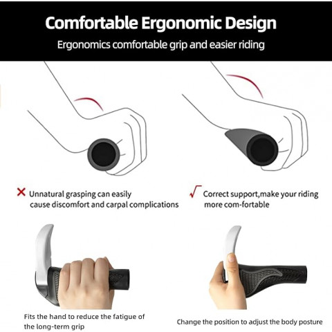 
Dviračio vairo rankenų rinkinys su neslystančiais kampais - baltos spalvos
