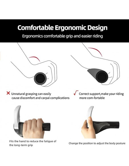 
Dviračio vairo rankenų rinkinys su neslystančiais kampais - baltos spalvos
