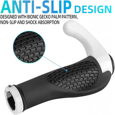 
Dviračio vairo rankenų rinkinys su neslystančiais kampais - baltos spalvos
