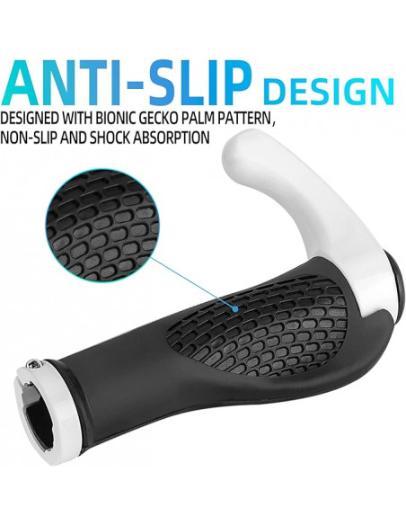 
Dviračio vairo rankenų rinkinys su neslystančiais kampais - baltos spalvos
