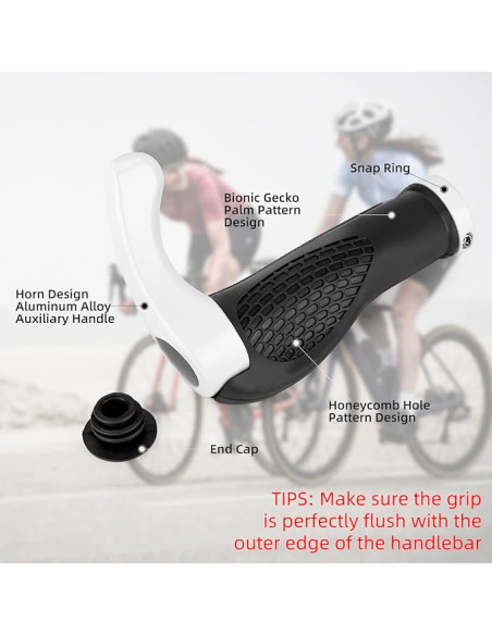 
Dviračio vairo rankenų rinkinys su neslystančiais kampais - baltos spalvos
