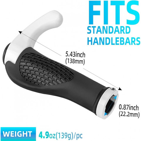 
Dviračio vairo rankenų rinkinys su neslystančiais kampais - baltos spalvos
