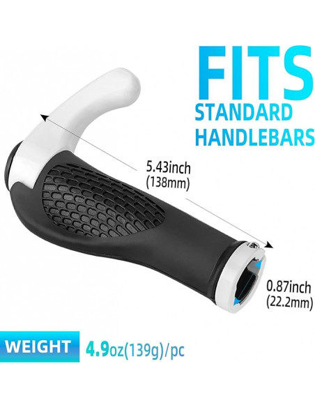 
Dviračio vairo rankenų rinkinys su neslystančiais kampais - baltos spalvos
