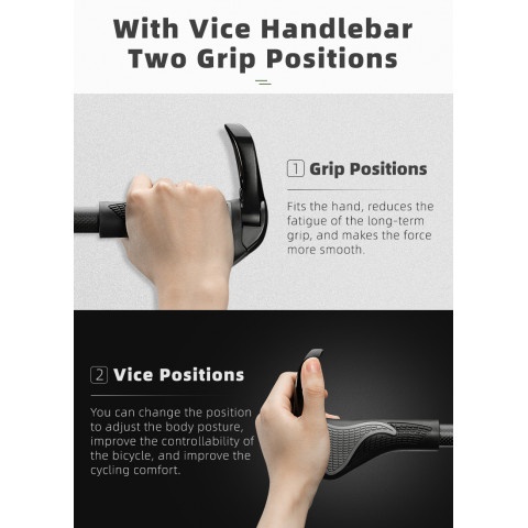 
Dviračio vairo rankenų rinkinys su neslystančiais kampais - baltos spalvos
