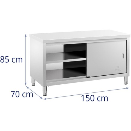 Centrinis stalviršis su stumdomų durų spintele 150 x 70 x 85 cm Centrinis stalviršis su stumdomų durų spintele 150 x 70 x 85 cm