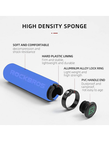 
Dviračio vairo rankenos, kempinės formos, mėlynos ir juodos spalvos
