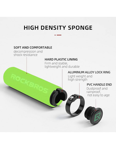 
Dviračio vairo rankenos, žalios ir juodos kempinės formos
