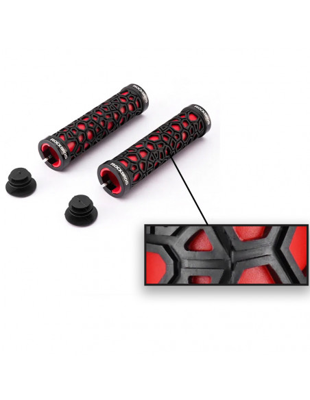 
Dviračio rankenos, guminės, 22 mm skersmens, juodos ir raudonos
