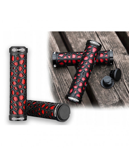 
Dviračio rankenos, guminės, 22 mm skersmens, juodos ir raudonos
