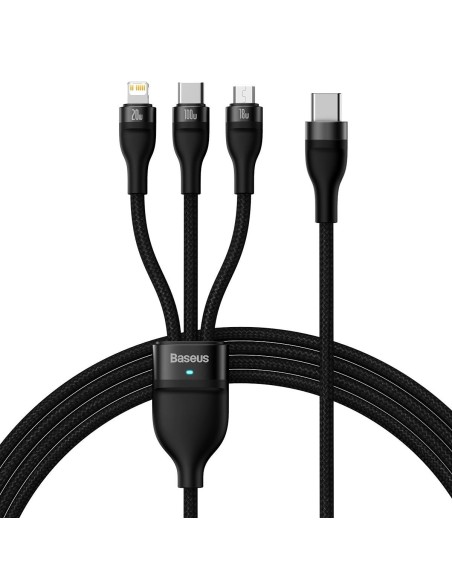 Flash Series II USB-C laidas iPhone Lightning microUSB 100W 1,5m juodas Flash Series II USB-C laidas iPhone Lightning microUSB 100W 1,5m juodas