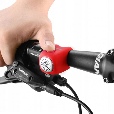 
Elektroninis dviračio skambutis silikoniniame korpuse - raudonas
