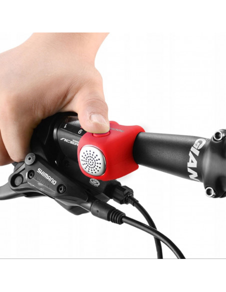 
Elektroninis dviračio skambutis silikoniniame korpuse - raudonas
