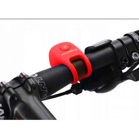 
Elektroninis dviračio skambutis silikoniniame korpuse - raudonas
