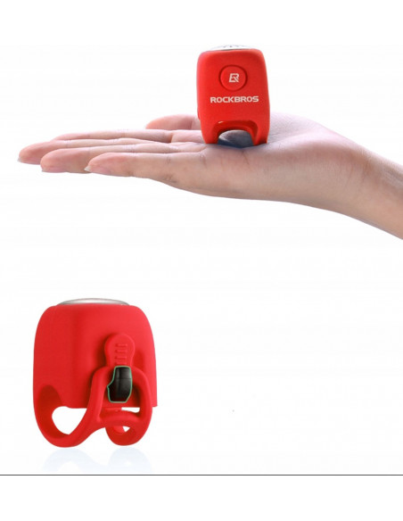 
Elektroninis dviračio skambutis silikoniniame korpuse - raudonas
