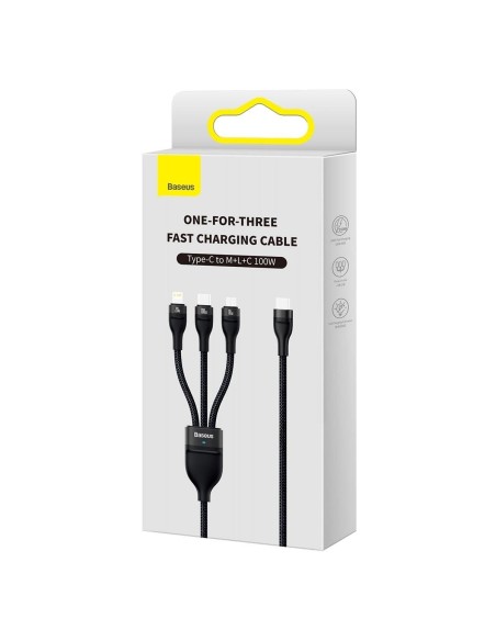 Flash Series II USB-C laidas iPhone Lightning microUSB 100W 1,5m juodas Flash Series II USB-C laidas iPhone Lightning microUSB 100W 1,5m juodas