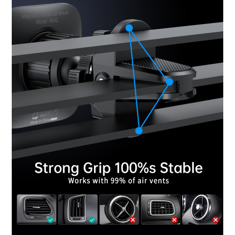 
Magnetinis telefono laikiklis automobiliui, skirtas oro išleidimo angai – juodas
