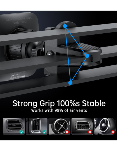 
Magnetinis telefono laikiklis automobiliui, skirtas oro išleidimo angai – juodas
