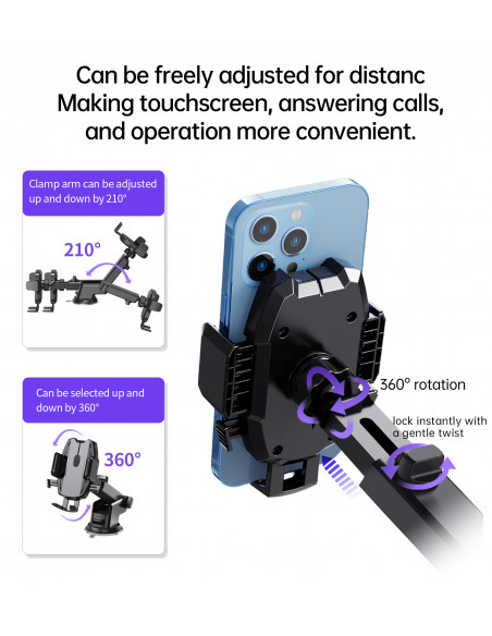 
Teleskopinis automobilio laikiklis „Žmogus-voras II“, skirtas kabinai arba priekiniam stiklui – juodas
