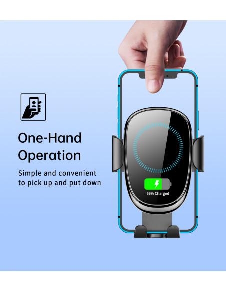 
„Gravity“ automobilio laikiklis su 15 W indukciniu įkrovikliu, skirtas vairuotojo kabinai – juodas
