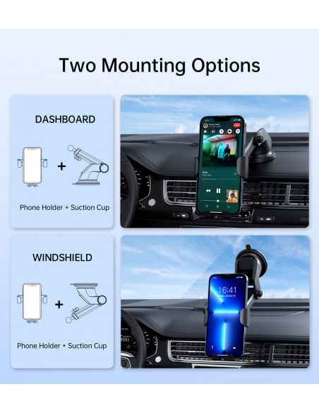 
„Gravity“ automobilio laikiklis su 15 W indukciniu įkrovikliu, skirtas vairuotojo kabinai – juodas
