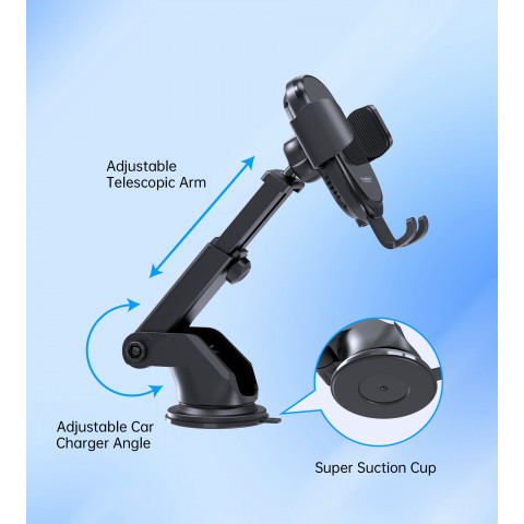 
„Gravity“ automobilio laikiklis su 15 W indukciniu įkrovikliu, skirtas vairuotojo kabinai – juodas
